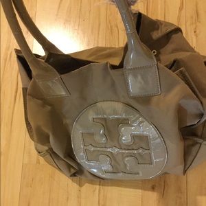 Tory Burch Ella Nylon Tan/Beige Patent Large Tote